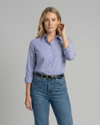 Women's Long-Sleeve Shirt Blouse with Fine Stripes