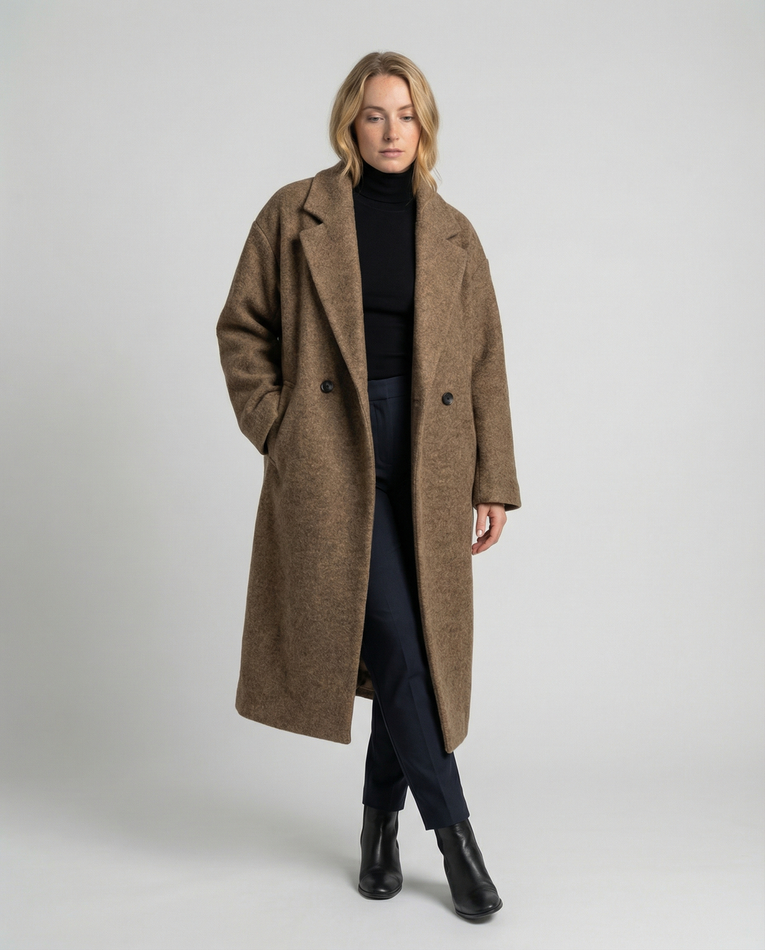 Oversized Wool Coat Women Elegant