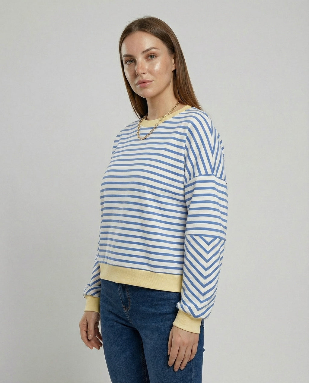 Women's Striped Boxy Sweatshirt