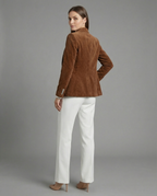 Women's Corduroy Blazer with Lapel Collar