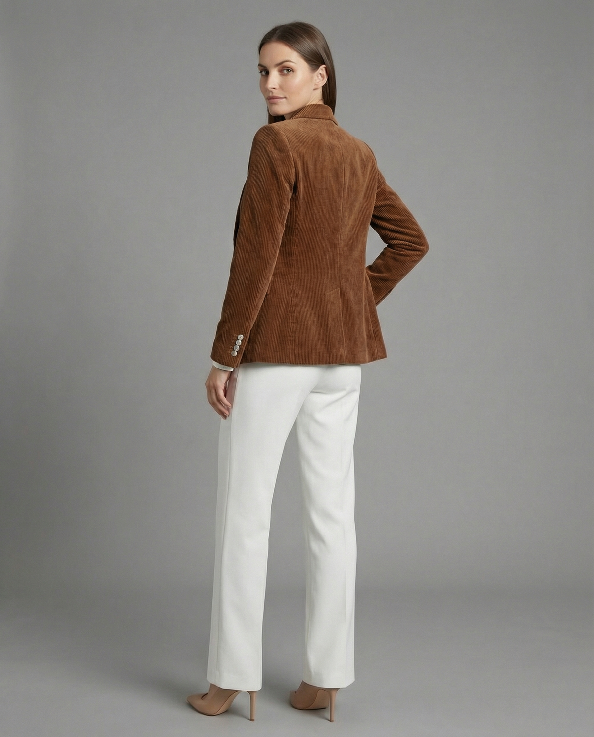 Women's Corduroy Blazer with Lapel Collar