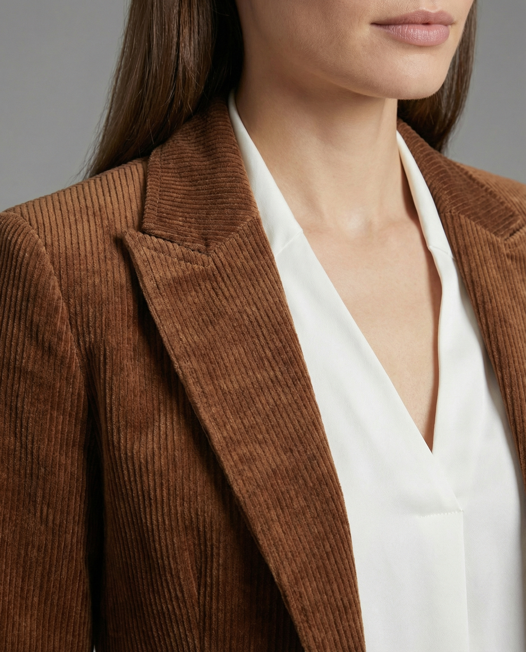 Women's Corduroy Blazer with Lapel Collar