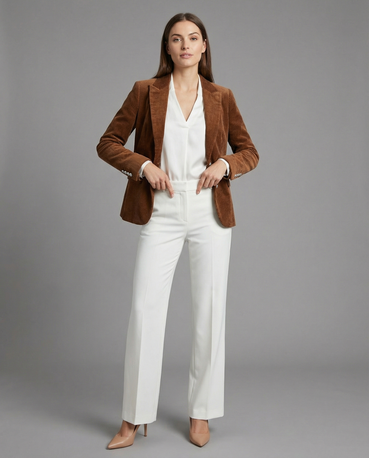 Cord Blazer Women Elegant