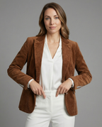 Women's Corduroy Blazer with Lapel Collar