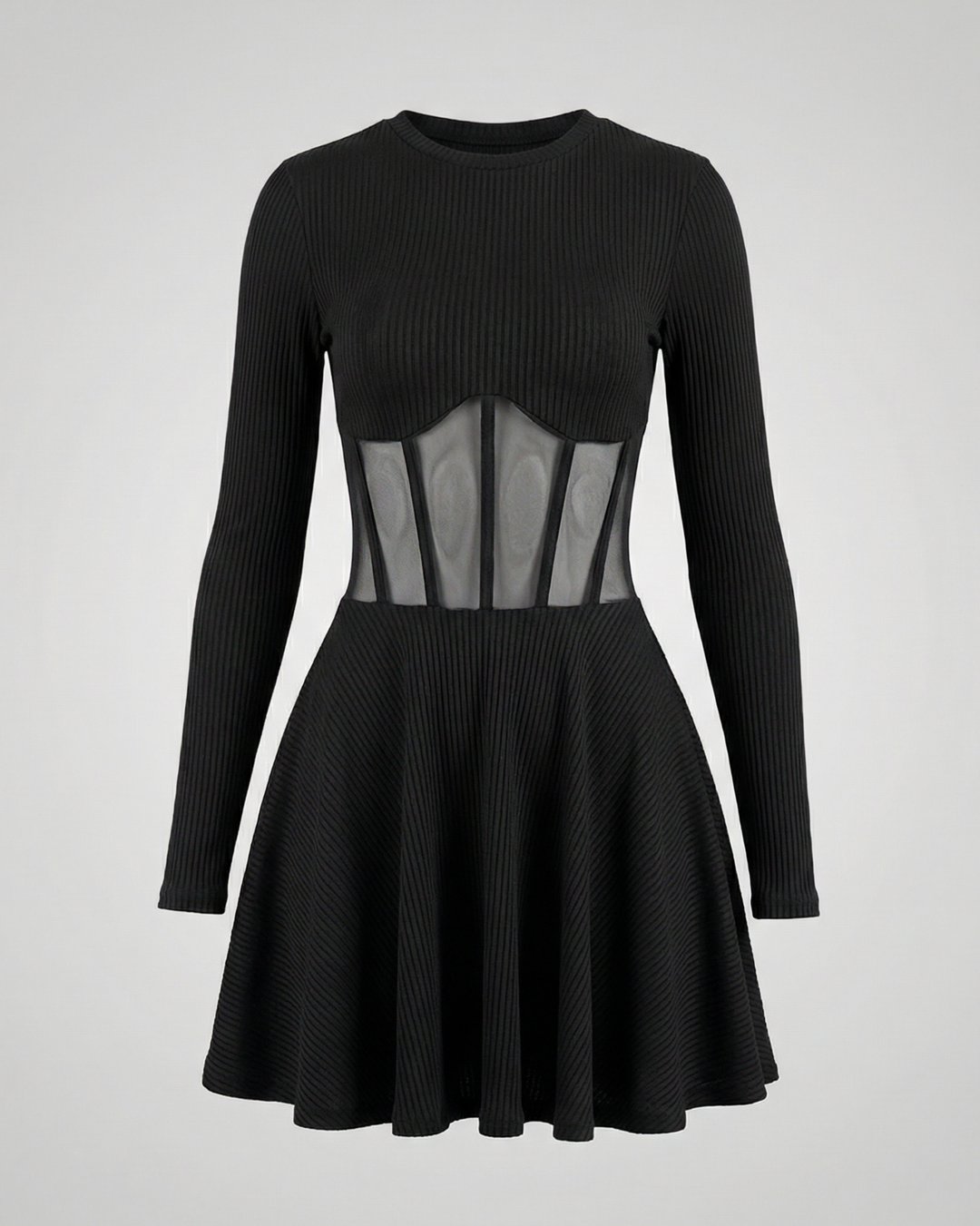 Elegant mini dress with inserts