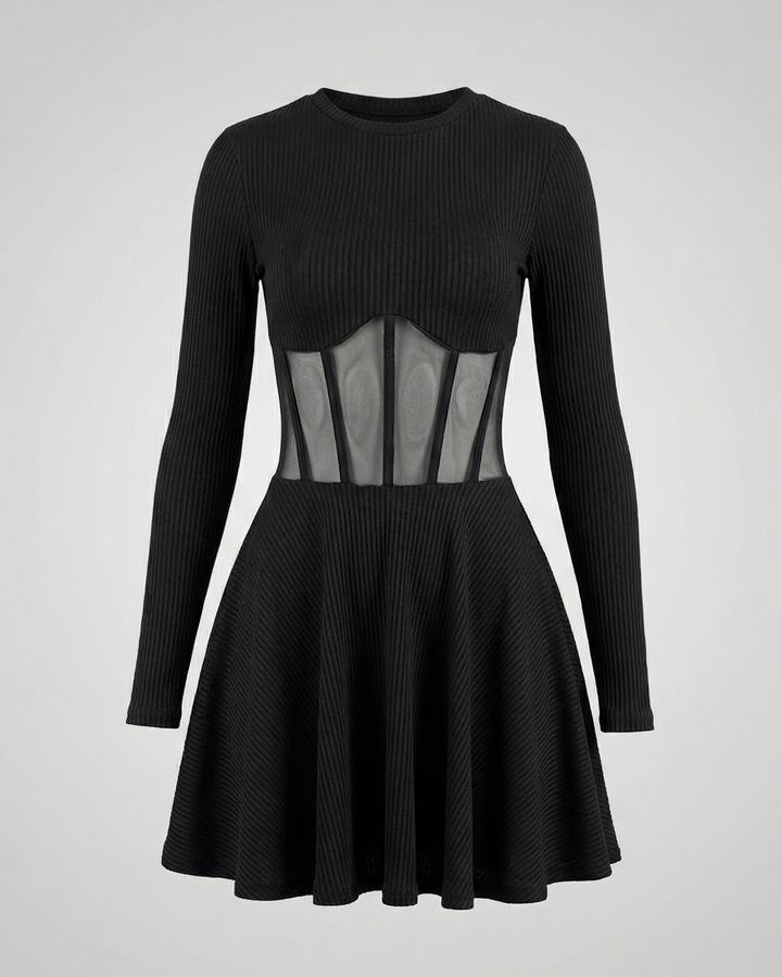 Elegant mini dress with inserts
