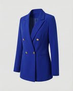 Double-Breasted Houndstooth Blazer Set with Gold Buttons