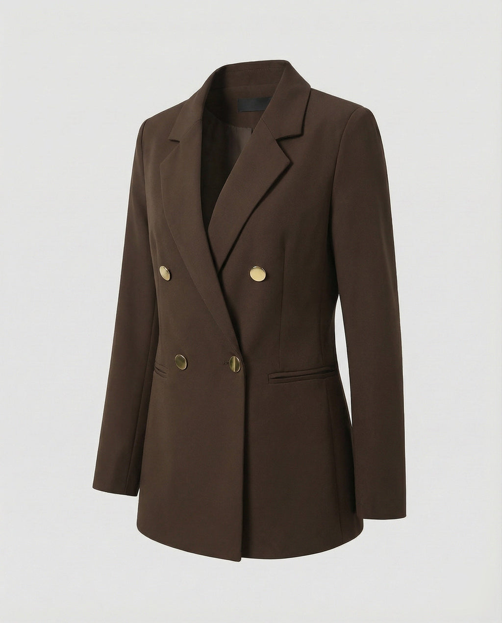 Double-Breasted Houndstooth Blazer Set with Gold Buttons