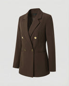 Double-Breasted Houndstooth Blazer Set with Gold Buttons