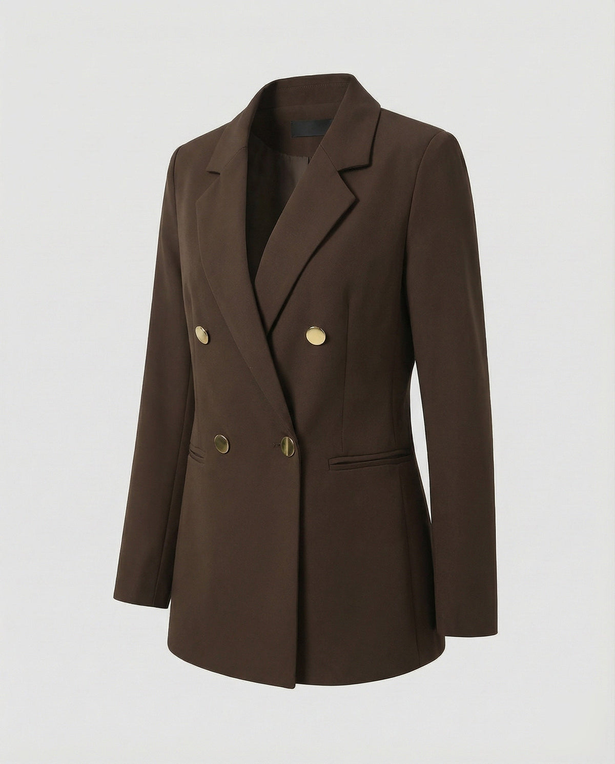 Double-Breasted Houndstooth Blazer Set with Gold Buttons