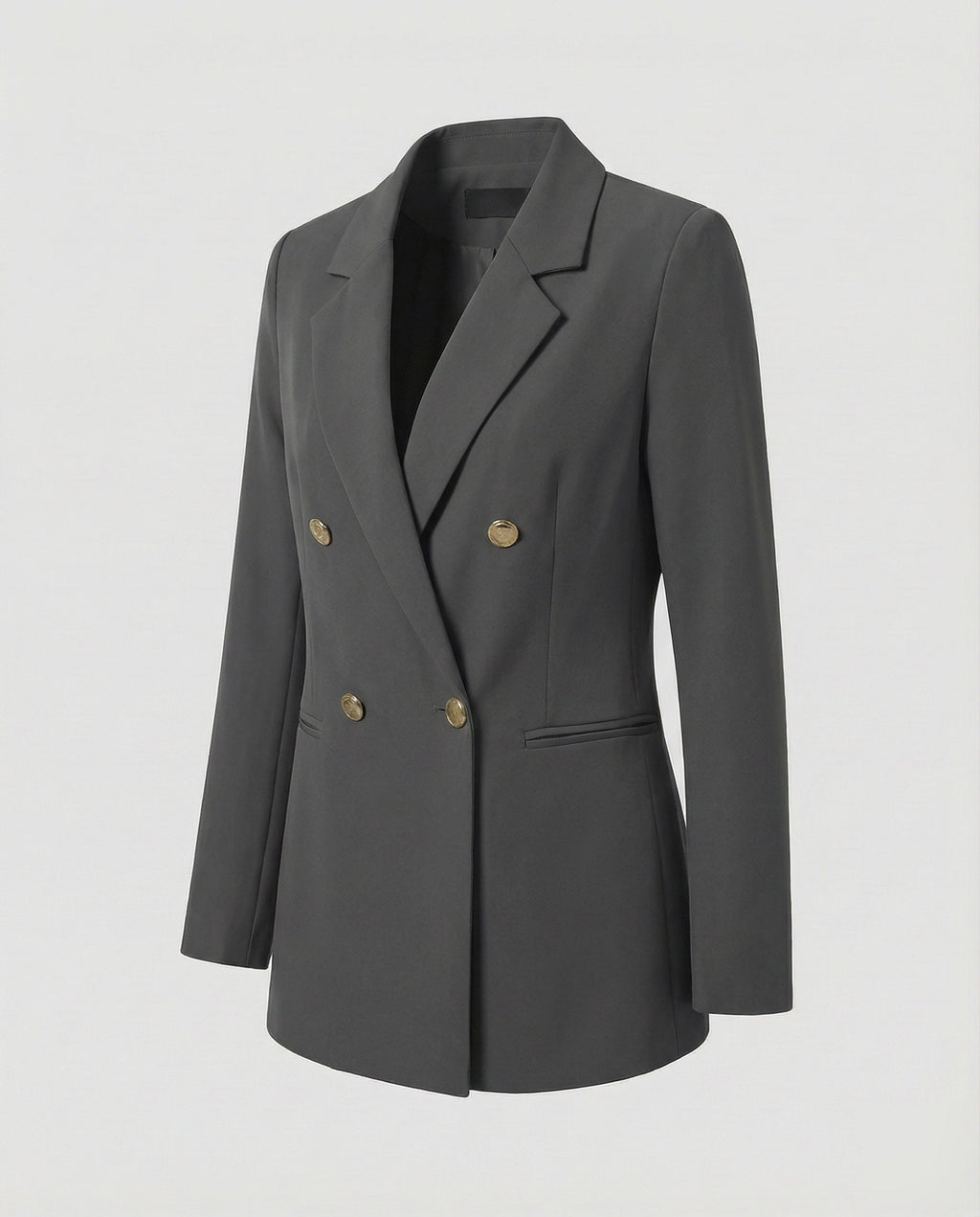 Double-Breasted Houndstooth Blazer Set with Gold Buttons
