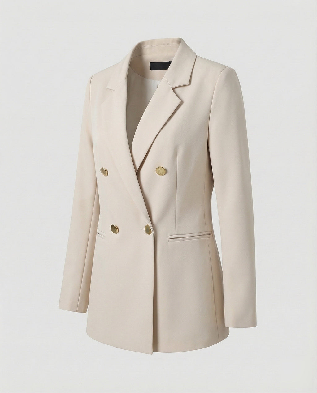 Double-Breasted Houndstooth Blazer Set with Gold Buttons