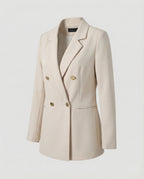 Double-Breasted Houndstooth Blazer Set with Gold Buttons