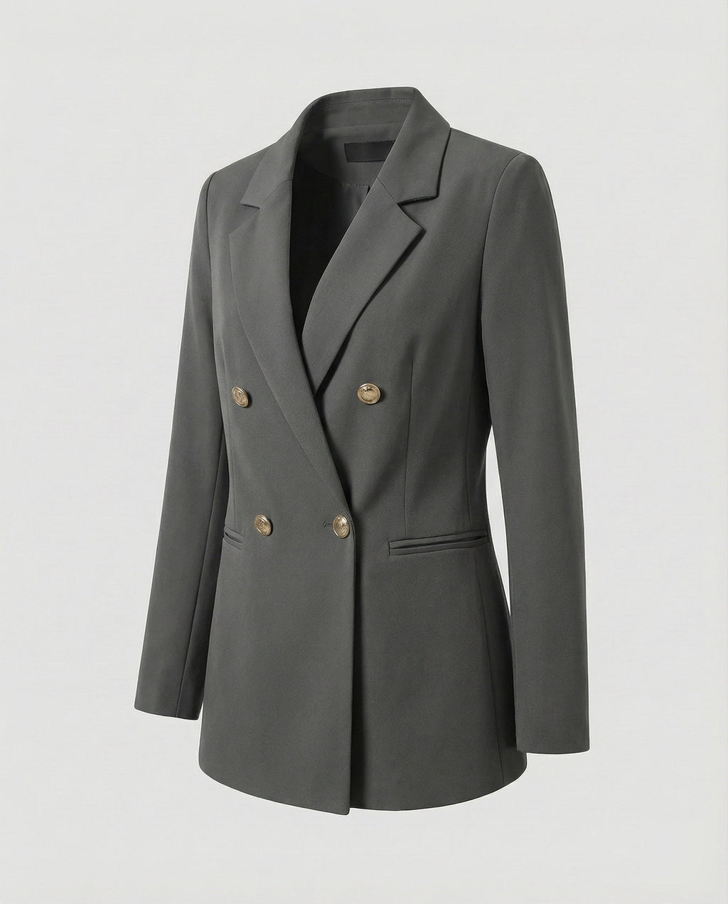 Double-Breasted Houndstooth Blazer Set with Gold Buttons