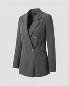 Double-Breasted Houndstooth Blazer Set with Gold Buttons