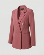 Double-Breasted Houndstooth Blazer Set with Gold Buttons