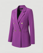 Double-Breasted Houndstooth Blazer Set with Gold Buttons