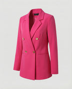Double-Breasted Houndstooth Blazer Set with Gold Buttons