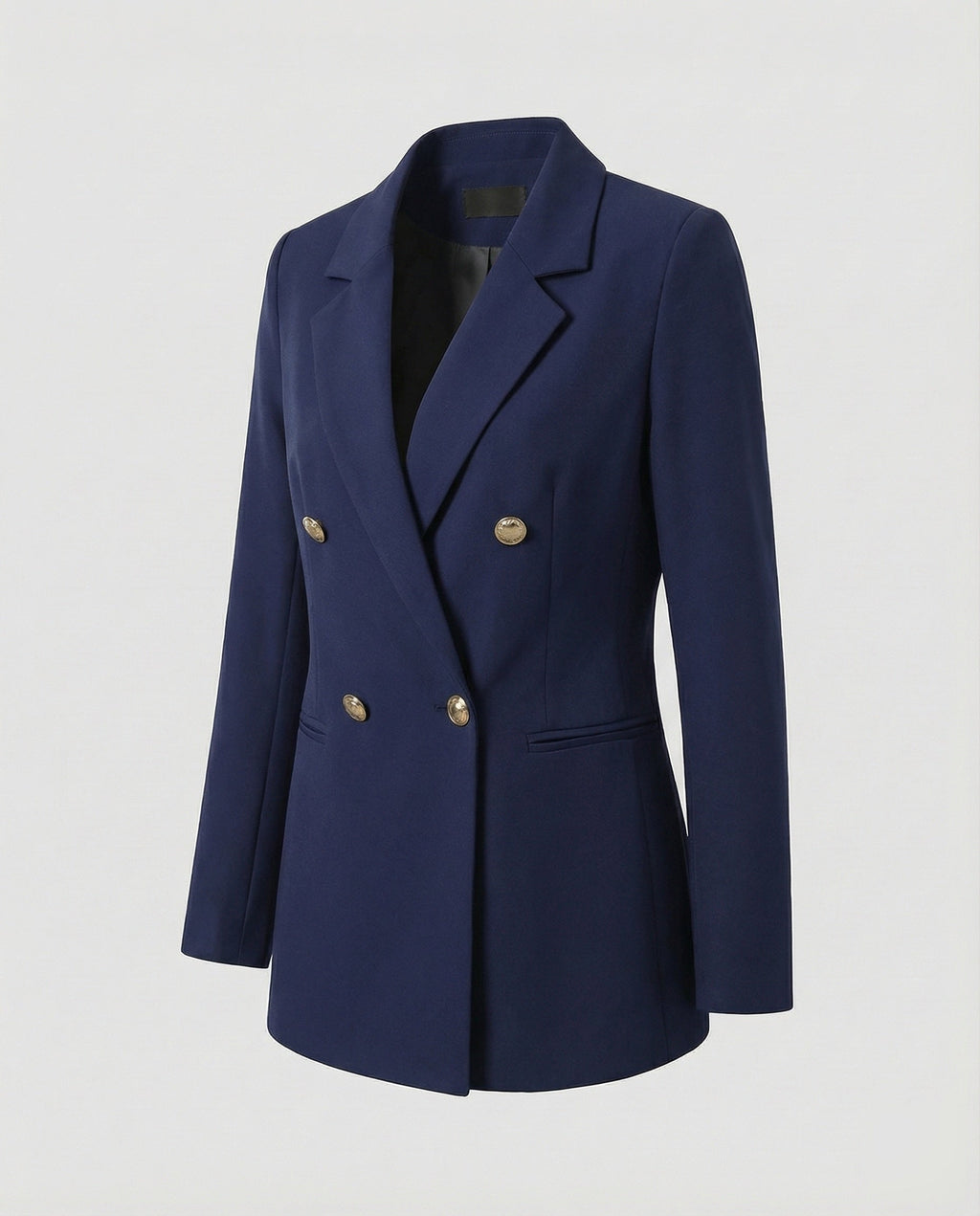 Double-Breasted Houndstooth Blazer Set with Gold Buttons