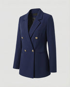 Double-Breasted Houndstooth Blazer Set with Gold Buttons