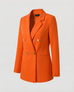Double-Breasted Houndstooth Blazer Set with Gold Buttons