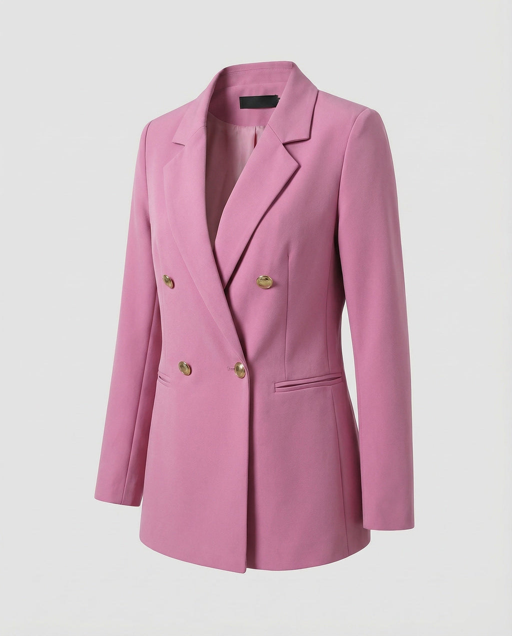 Double-Breasted Houndstooth Blazer Set with Gold Buttons