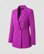Double-Breasted Houndstooth Blazer Set with Gold Buttons