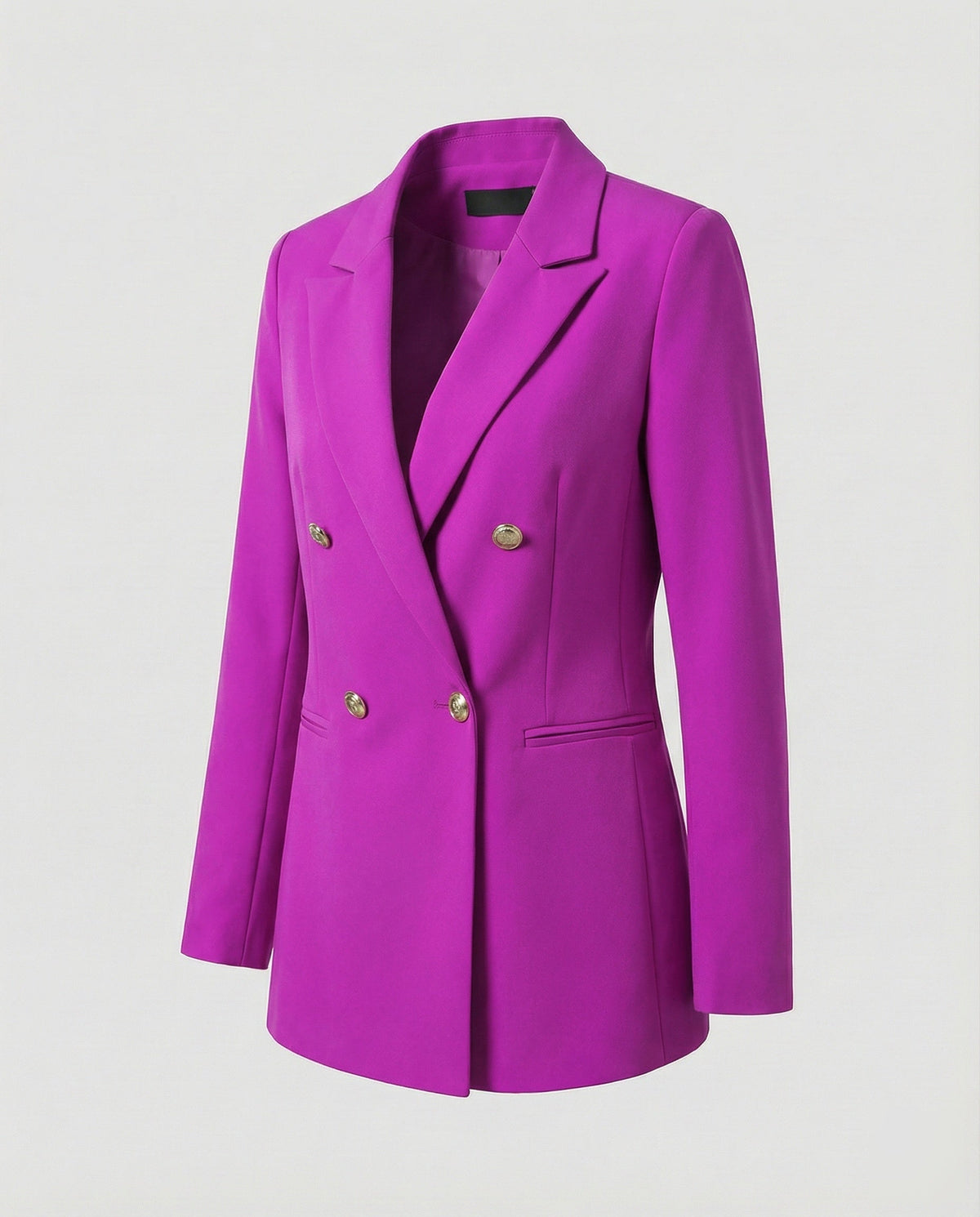 Double-Breasted Houndstooth Blazer Set with Gold Buttons