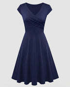 Women's A-Line Dress with Wrap Design and Pleats