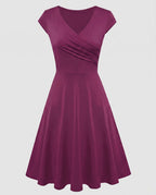 Women's A-Line Dress with Wrap Design and Pleats
