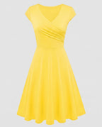 Women's A-Line Dress with Wrap Design and Pleats