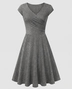 Women's A-Line Dress with Wrap Design and Pleats