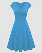 Women's A-Line Dress with Wrap Design and Pleats