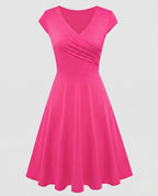 Women's A-Line Dress with Wrap Design and Pleats