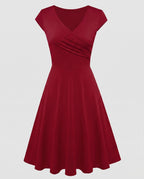 Women's A-Line Dress with Wrap Design and Pleats