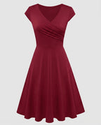 Women's A-Line Dress with Wrap Design and Pleats
