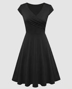 Women's A-Line Dress with Wrap Design and Pleats