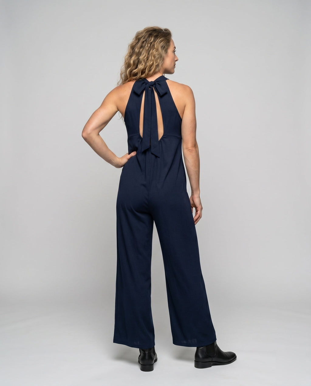 Women's Jumpsuit with High Collar and Wide Leg