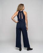 Women's Jumpsuit with High Collar and Wide Leg