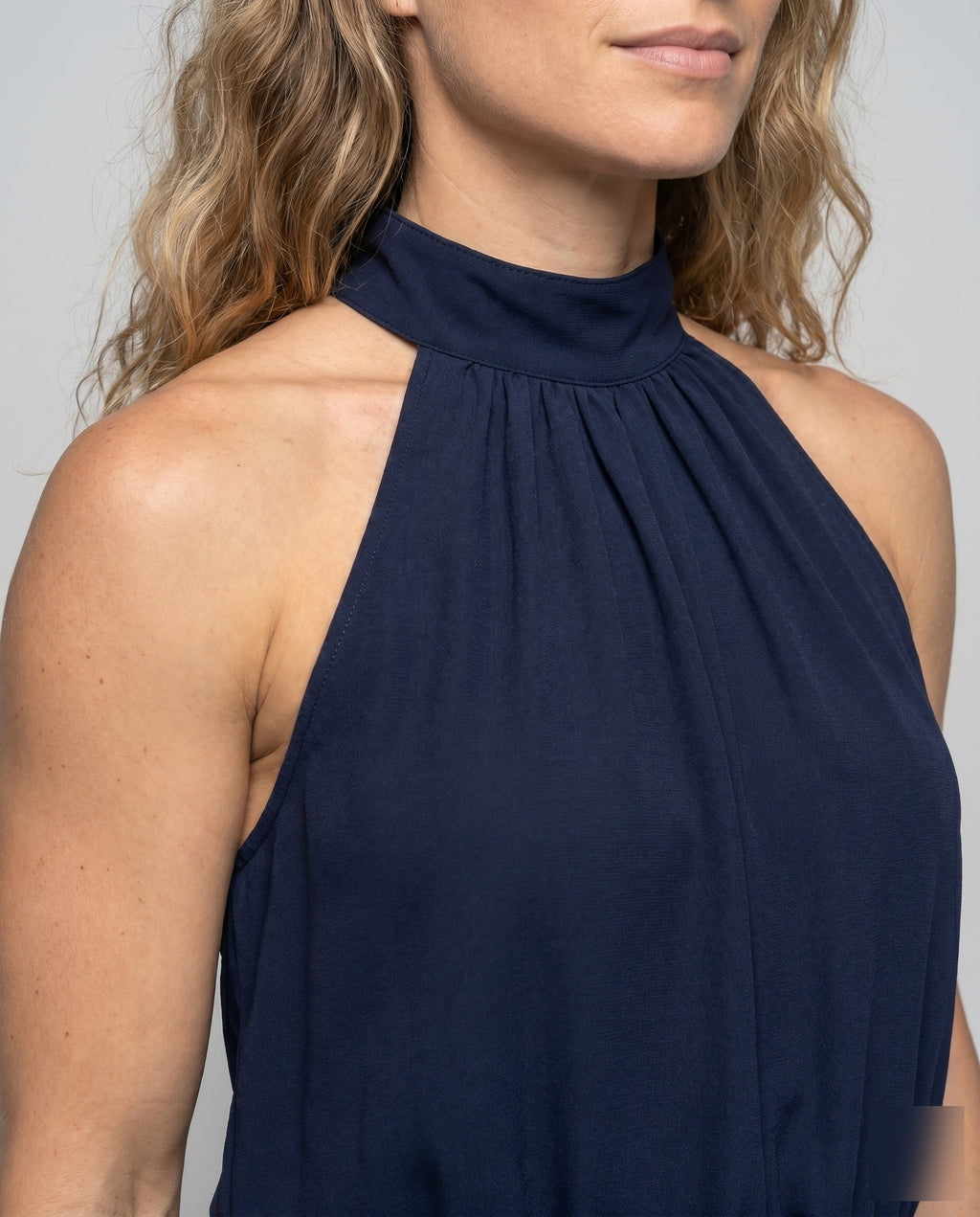 Women's Jumpsuit with High Collar and Wide Leg