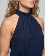Women's Jumpsuit with High Collar and Wide Leg