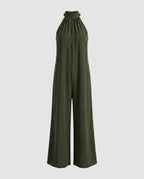 Women's Jumpsuit with High Collar and Wide Leg