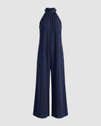 Women's Jumpsuit with High Collar and Wide Leg