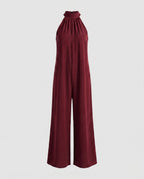 Women's Jumpsuit with High Collar and Wide Leg