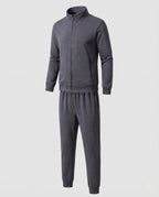 Two-Piece Comfort Training Set with Stand Collar Zip Jacket & Tapered Joggers