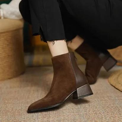 Ankle Boots with Non-Slip Sole and Zipper