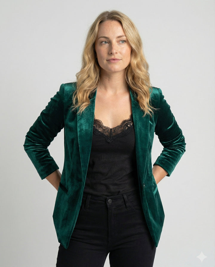 Elegant Velvet Blazer Women's Jacket