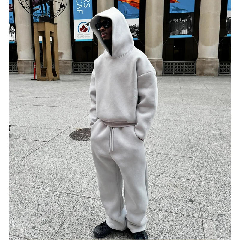 Cotton Tracksuit Hoodie & Straight Pants 2 Piece