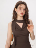 Women's Sleeveless Modal Top with Cowl Neck