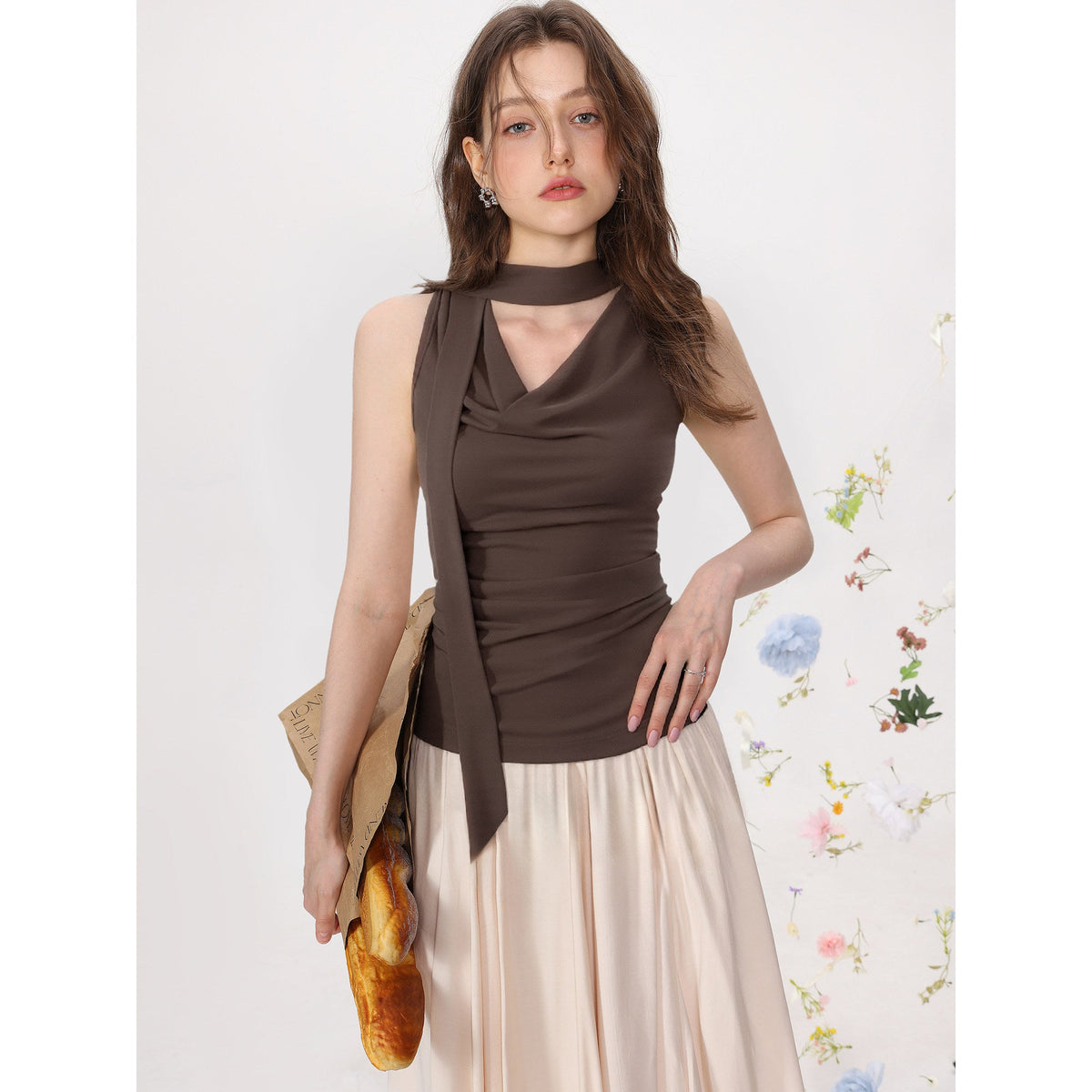Women's Sleeveless Modal Top with Cowl Neck